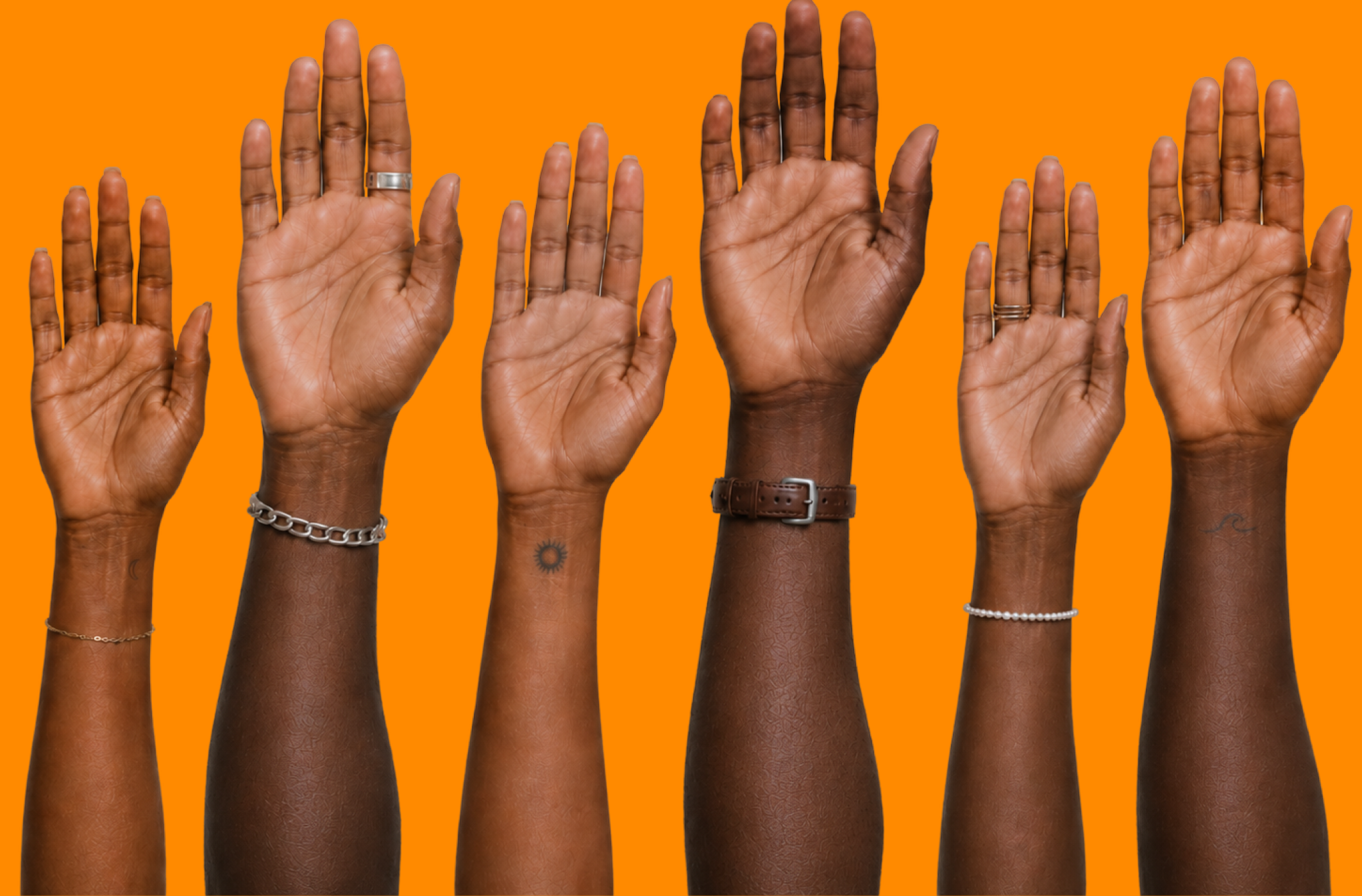 Raised hands representing community participation
